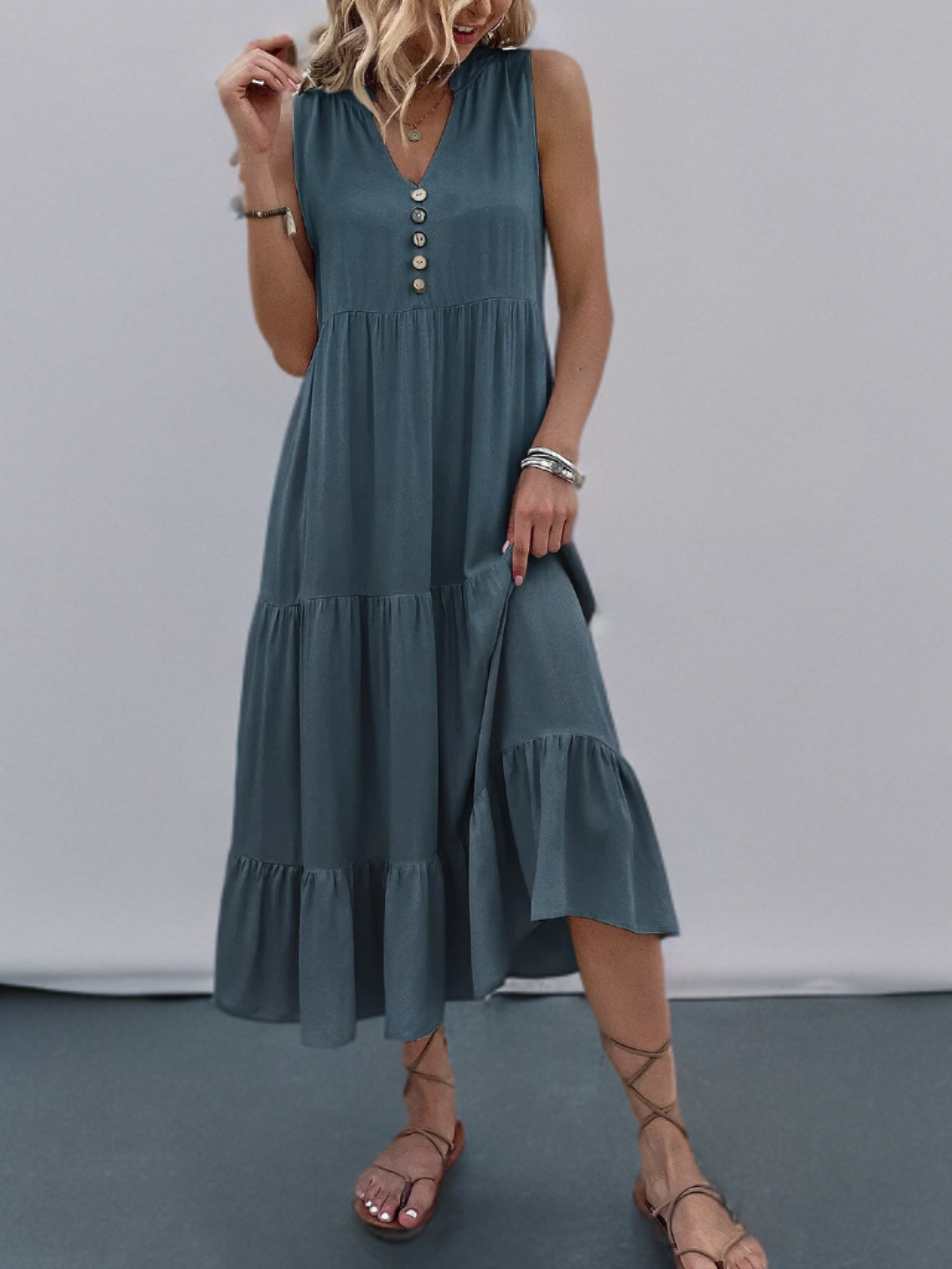 Ross - Robe à smocks avec ourlet superposé