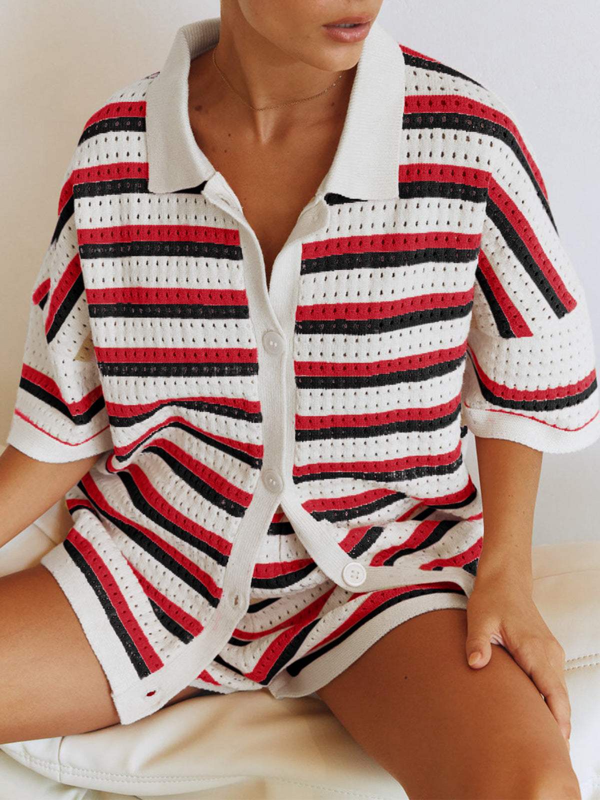 Ensemble pour femmes - Tendance - Top à manches courtes et pantalon assorti - Parfait pour les journées chaudes