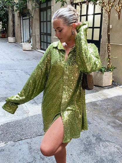 BRITTANY | Chemise oversize scintillante pour femmes