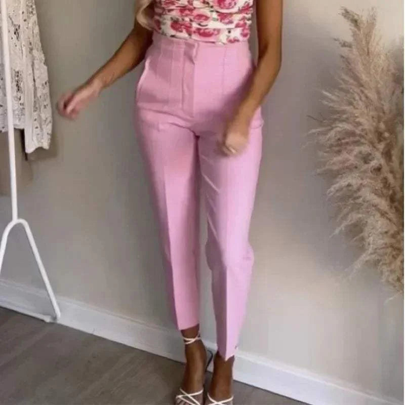 Pantalon de femme - Elégant - Taille haute, matière respirante - Parfait pour les occasions décontractées et formelles