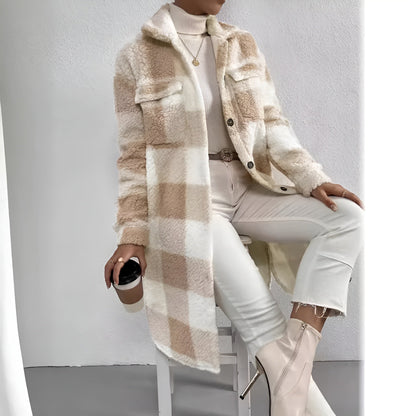 Veste longue à carreaux pour femmes