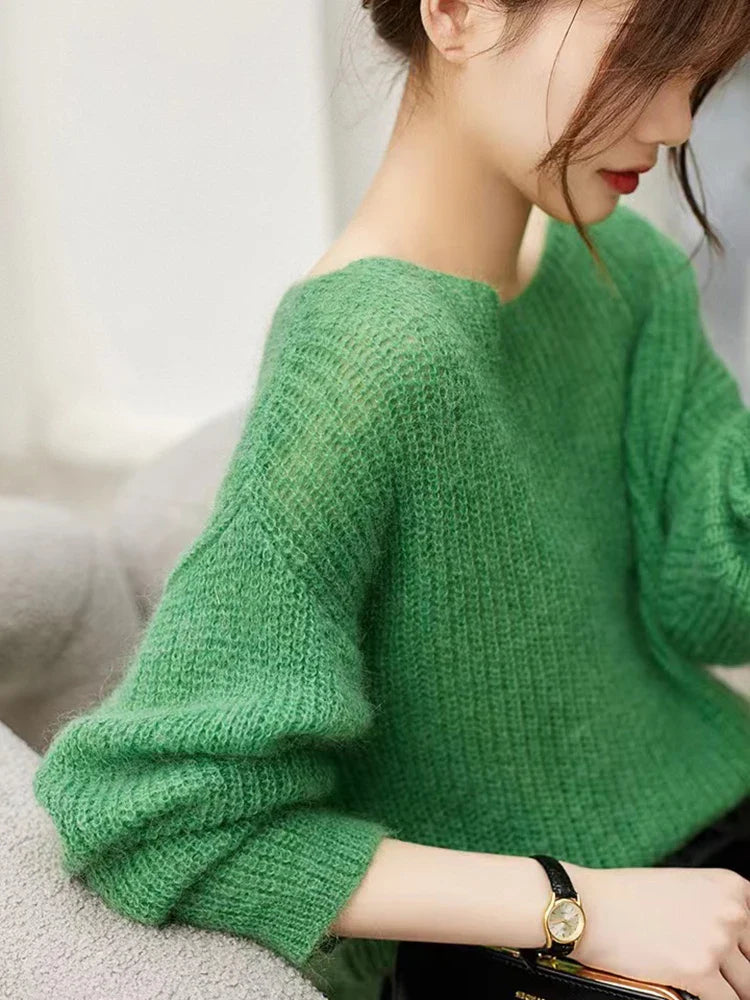 Maria - Pull transparent en cachemire avec coupe ample pour femme