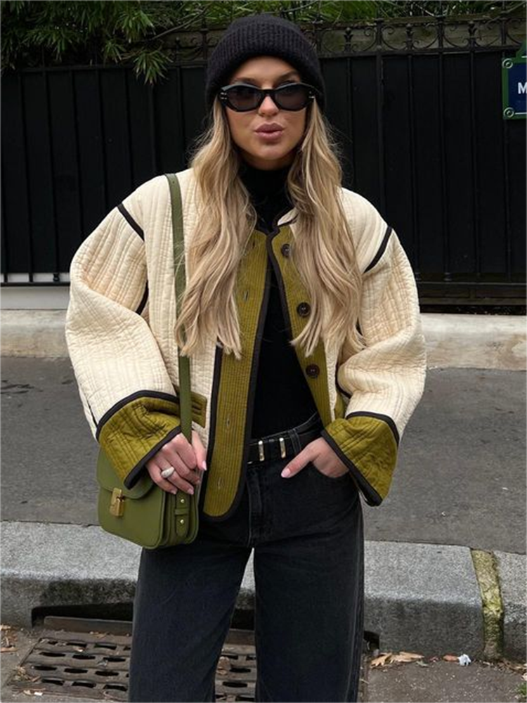 Oleya Jacket | Stylish Quilted Colour Block Jacket