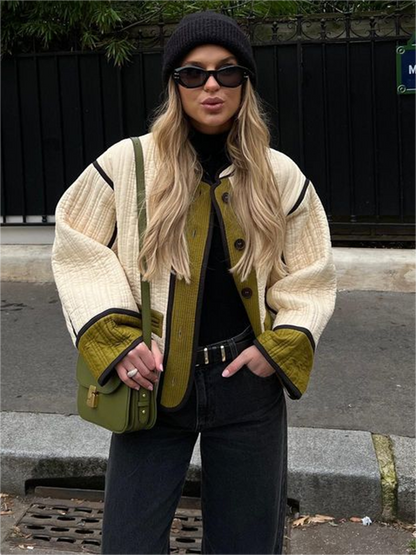 Oleya Jacket | Stylish Quilted Colour Block Jacket