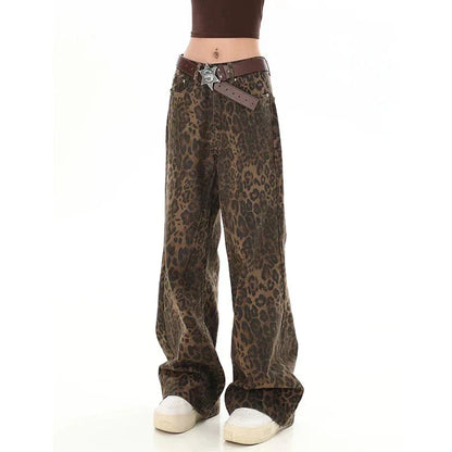 Pantalon rétro avec imprimé léopard