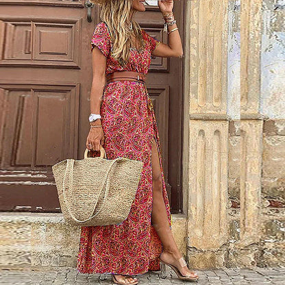 Robe bohème élégante avec ceinture gratuite