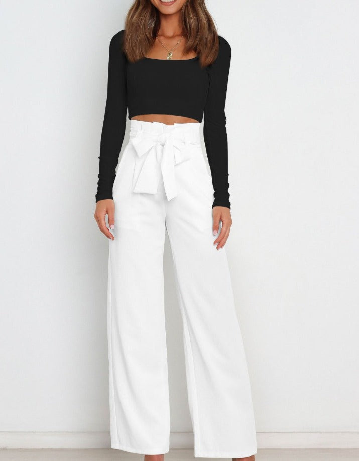 Camille - Pantalon Tendance à Boutons et Jambes Larges pour Femmes