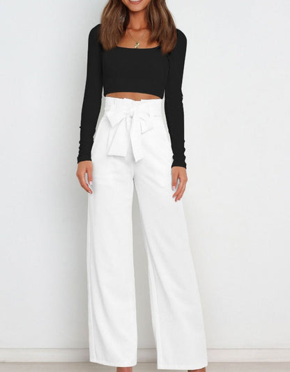 Camille - Pantalon Tendance à Boutons et Jambes Larges pour Femmes