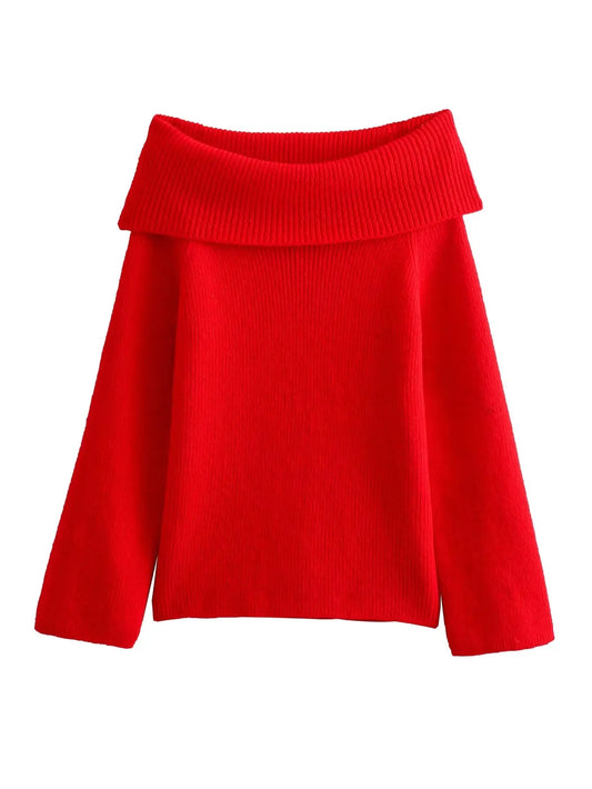 Maibritt - Pull-over tricoté sans épaule avec encolure fendue pour femme