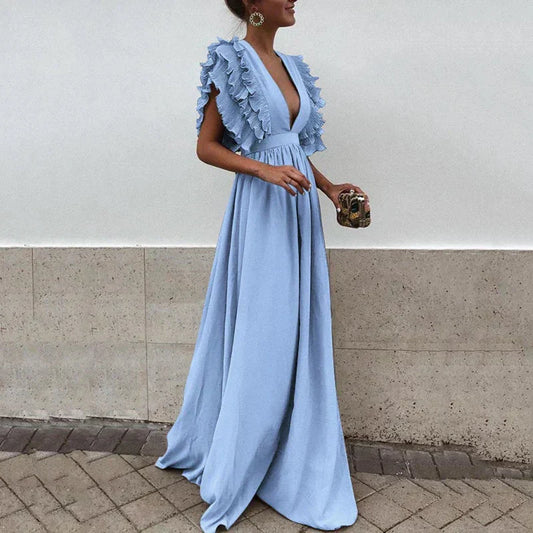 Robe élégante avec manches cannelées