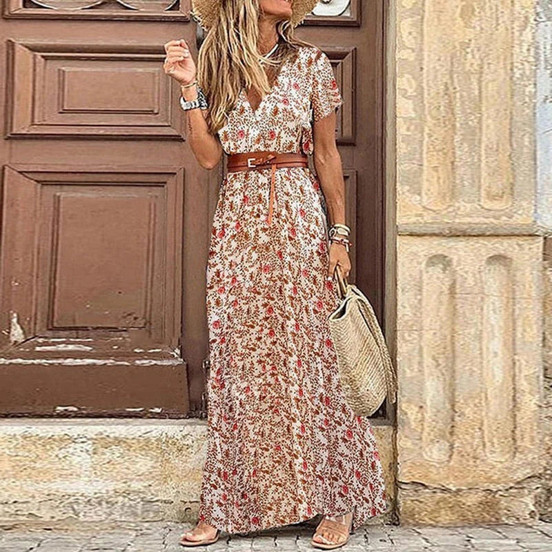 Robe bohème élégante avec ceinture gratuite