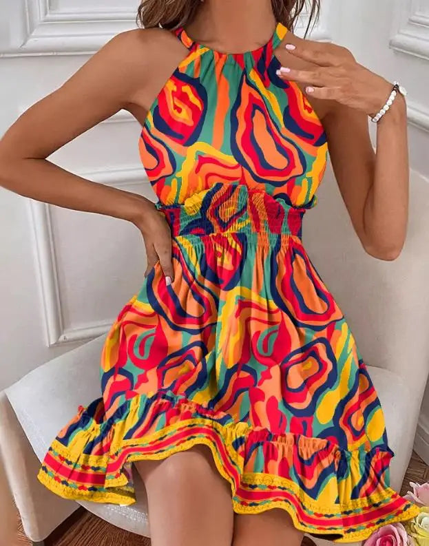 Agnes - Robe décontractée et sexy sans manches, style dos nu