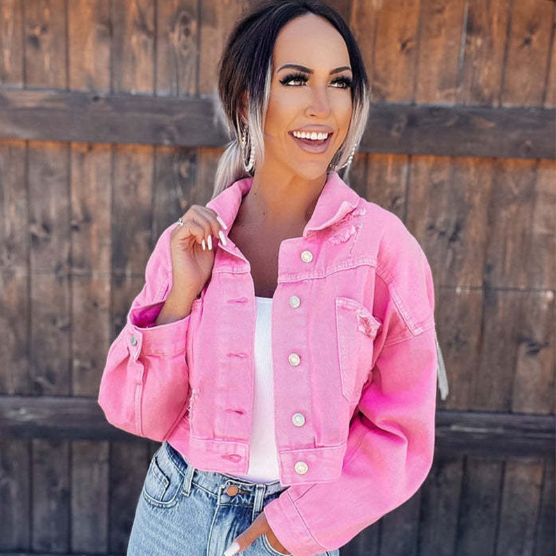 Gretchen - veste en jean élégante avec franges
