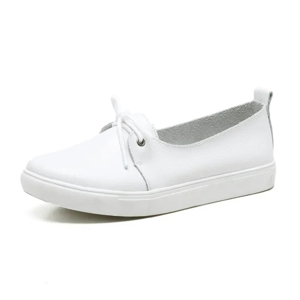 Chaussures plates en cuir fendu pour femmes