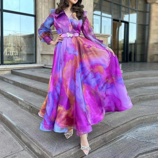 Rosalind - Robe longue élégante à imprimé coloré