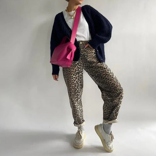 Jeans vintage avec imprimé léopard - Felicity