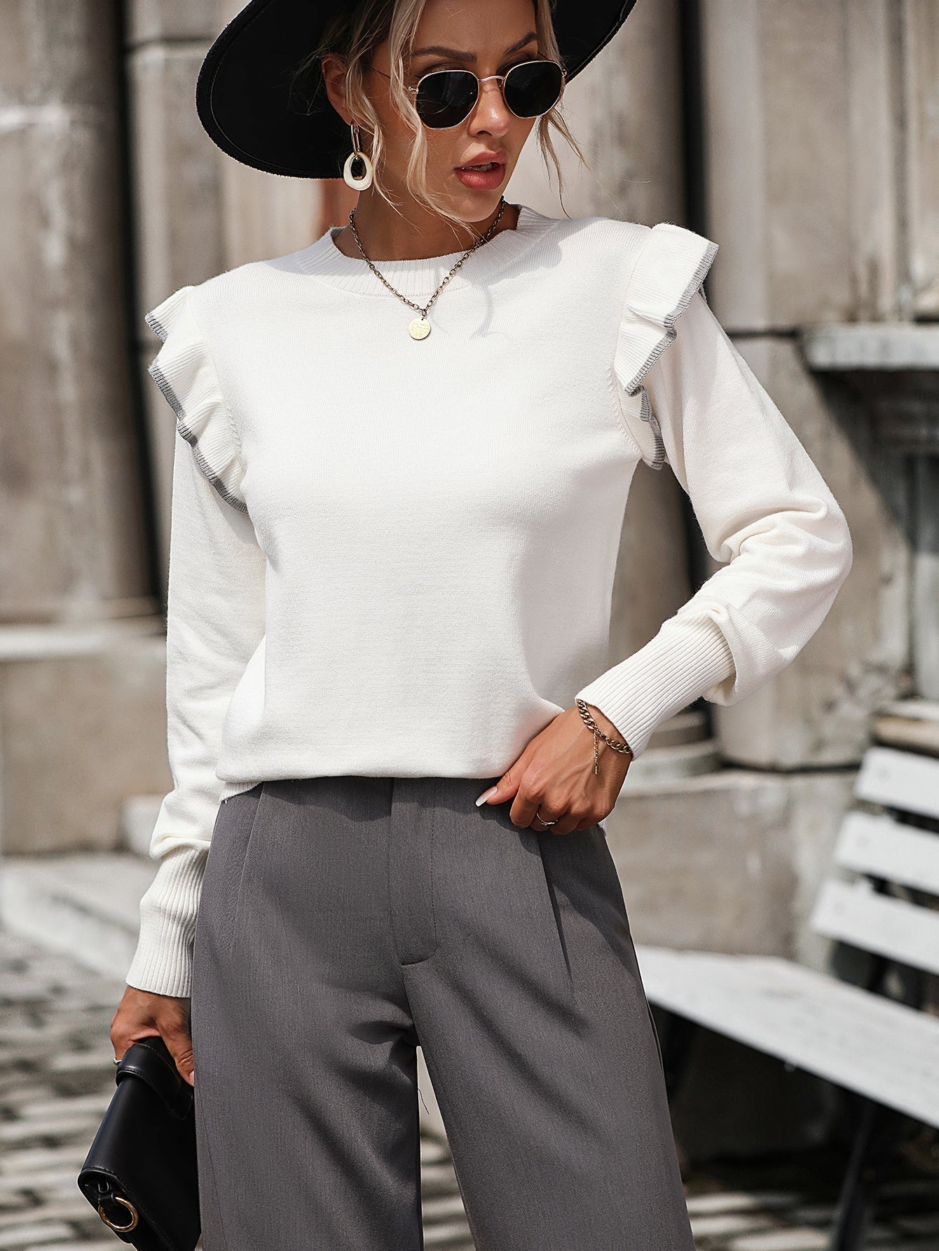 Alyssa - Pull Automne Patchwork à Col Rond Élégant pour Femmes