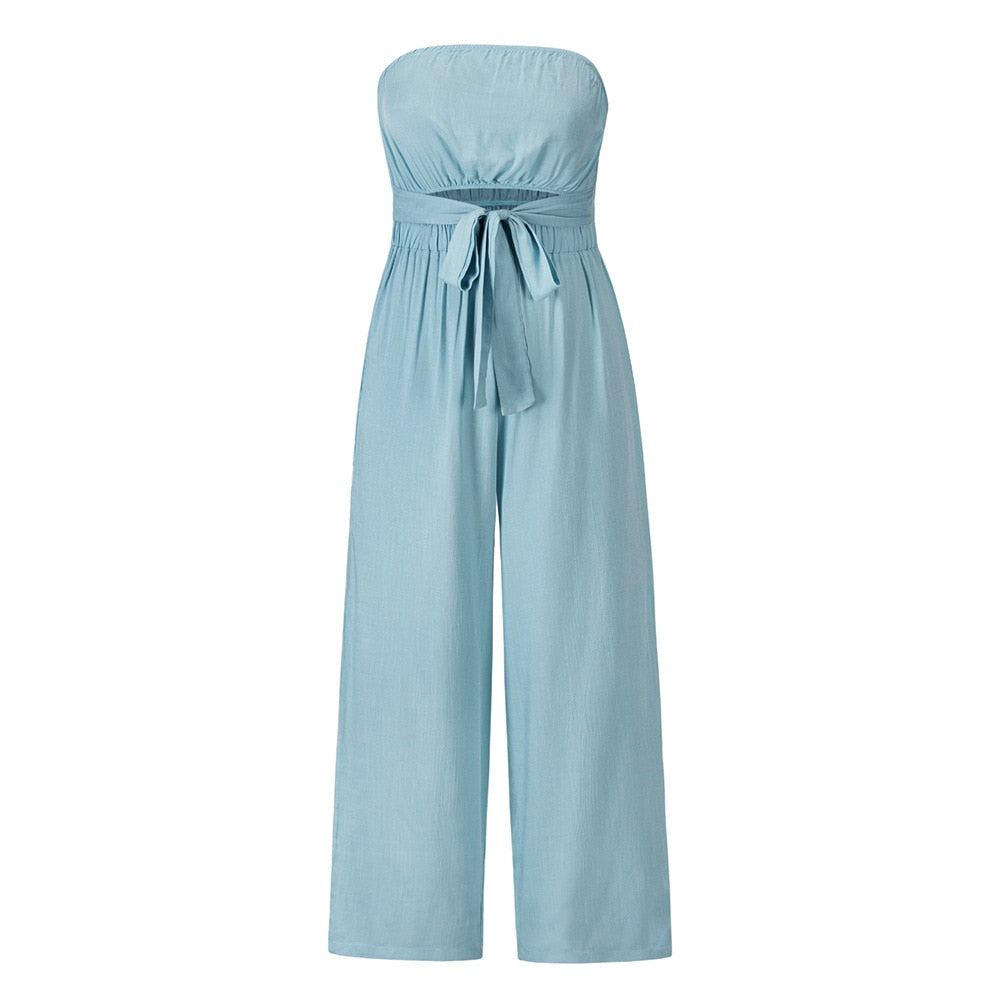 Combinaison sans bretelles à jambes larges | Summer 2024 Chic Romper | Sexy Slim Fit