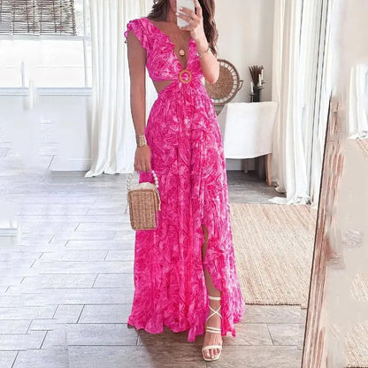 Gemma - Robe élégante, dos nu, sexy, col en V profond