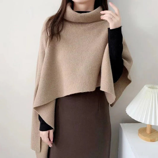 Elina - Pull vintage irrégulier à col roulé pour femme