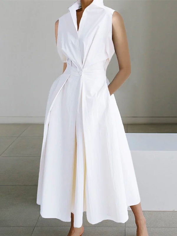 Robe en coton blanc à col chemise