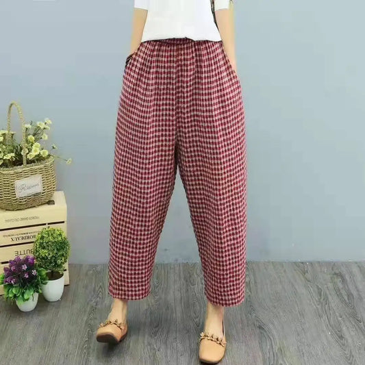 Pantalon d'été à carreaux