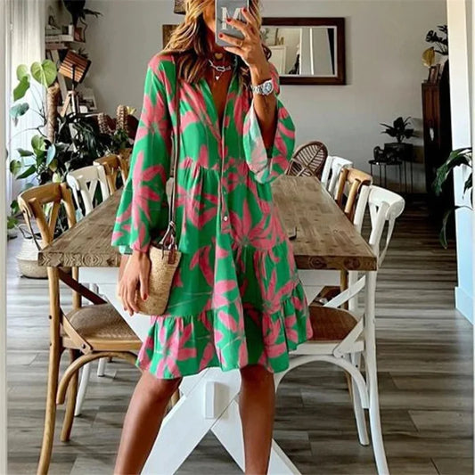 Juliene - Robe mi-longue à manches évasées