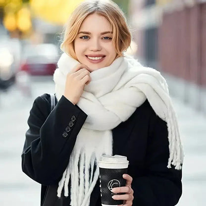 ChicWool | Echarpe épaisse féminine - Echarpe d'hiver chaude avec franges