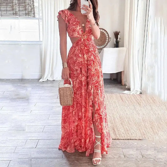 Gemma - Robe élégante, dos nu, sexy, col en V profond