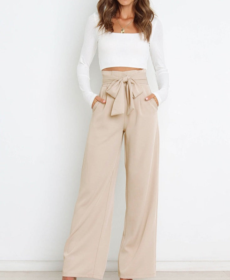 Camille - Pantalon Tendance à Boutons et Jambes Larges pour Femmes