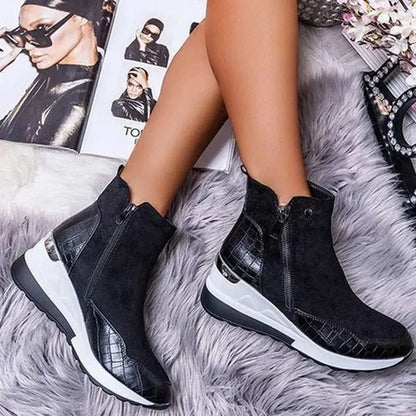 Bottines pour femmes à talon compensé et semelle épaisse