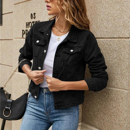 Veste en jean pour femme - Mode - Denim durable avec fermeture à boutons et poches poitrine - Parfait pour les tenues décontractées