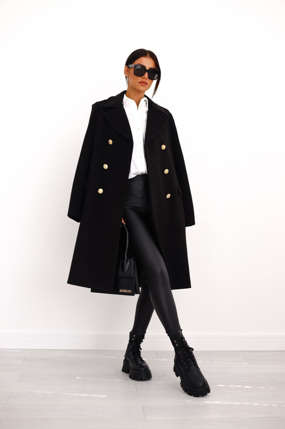 Manteau en laine à double boutonnage pour dames