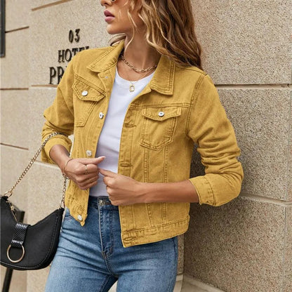 Veste en jean pour femme - Mode - Denim durable avec fermeture à boutons et poches poitrine - Parfait pour les tenues décontractées