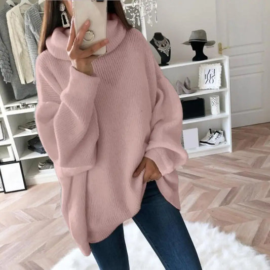 Mette - Pull d'hiver tricoté surdimensionné à col roulé pour femme