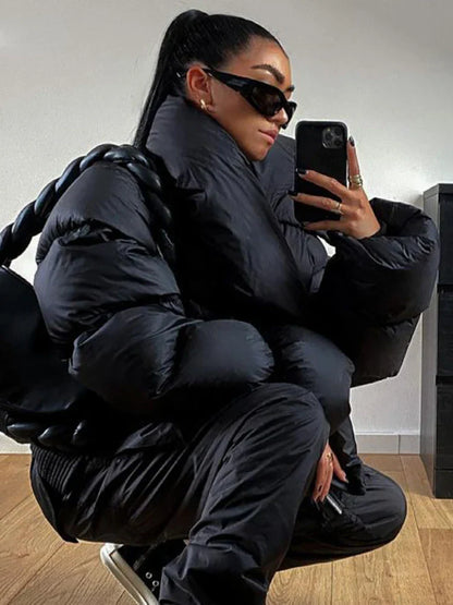 Oriana - Veste bouffante oversized - Col roulé douillet