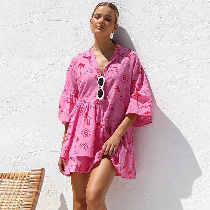 Margaret - Mini robe à manches évasées avec volants