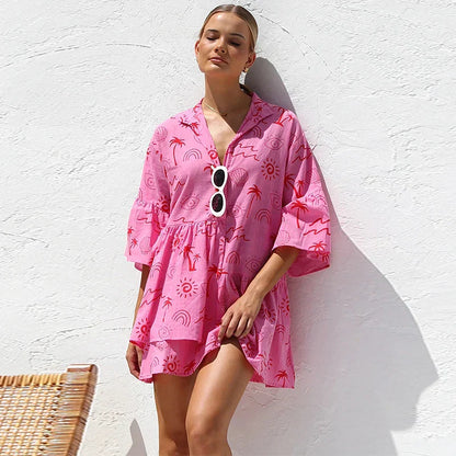 Margaret - Mini robe à manches évasées avec volants