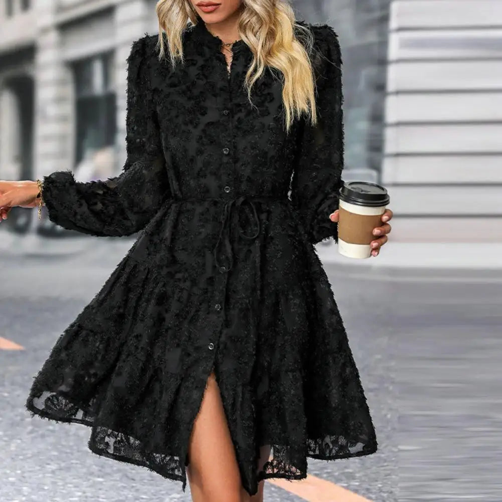 Georgina - Élégante robe midi en dentelle, ligne A