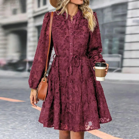 Georgina - Élégante robe midi en dentelle, ligne A