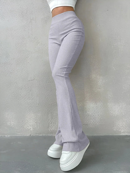 Nina - Pantalon Évasé Côtelé Taille Haute pour Femmes