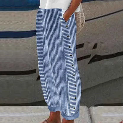 Pantalon d'été confortable avec motif à rayures