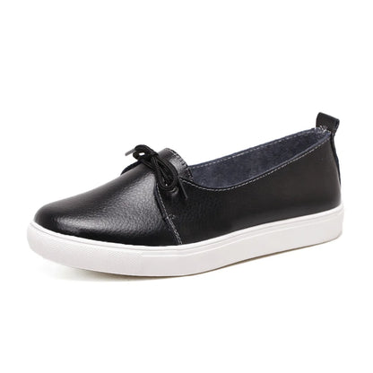 Chaussures plates en cuir fendu pour femmes