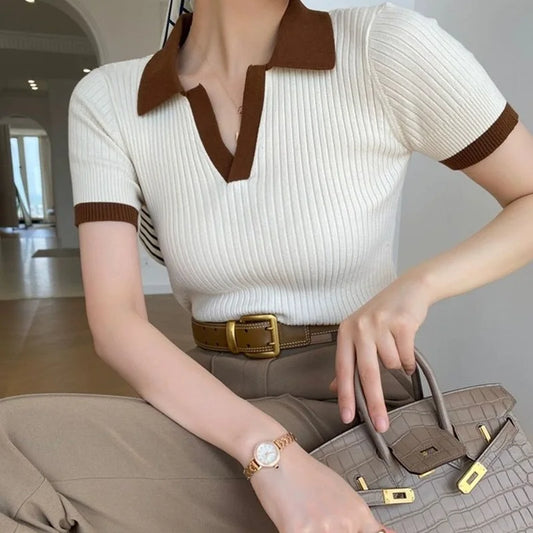 Tarmila Top | Top décontracté en maille avec col en V