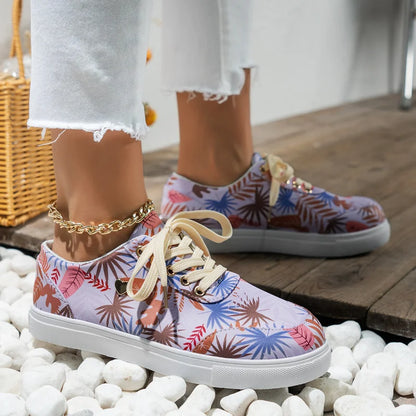 Chaussures décontractées à imprimé hibiscus hawaïen