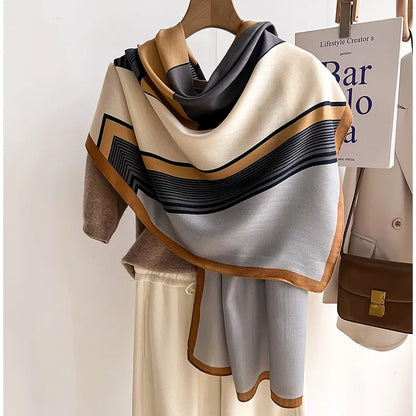 Echarpe d'hiver chic - Echarpe de luxe en laine et coton pour femmes
