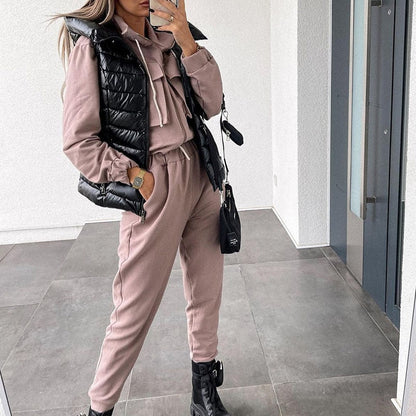 Ensemble Cargo décontracté d'automne | Tracksuit de mode pour femmes | Veste et pantalon zippés à manches longues