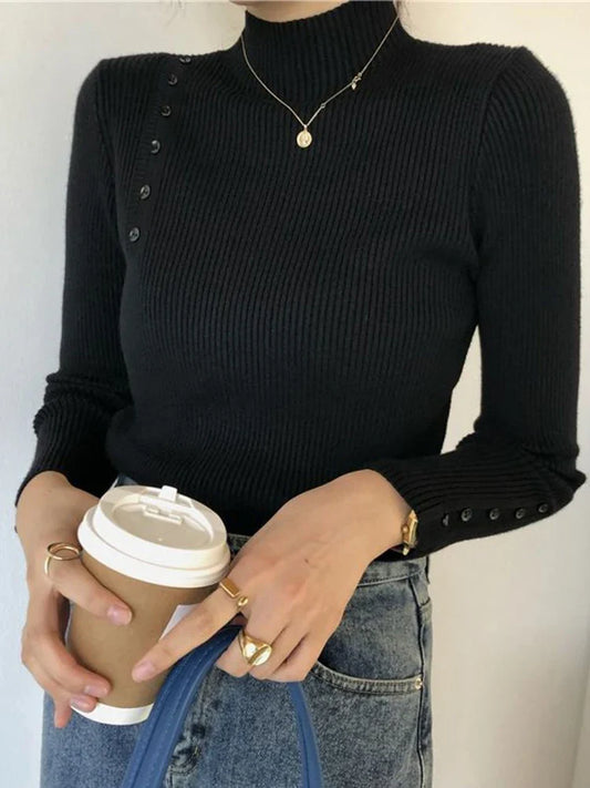 Connie - Pull à col roulé et coupe étroite pour femme
