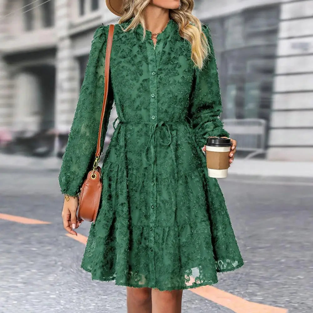 Georgina - Élégante robe midi en dentelle, ligne A