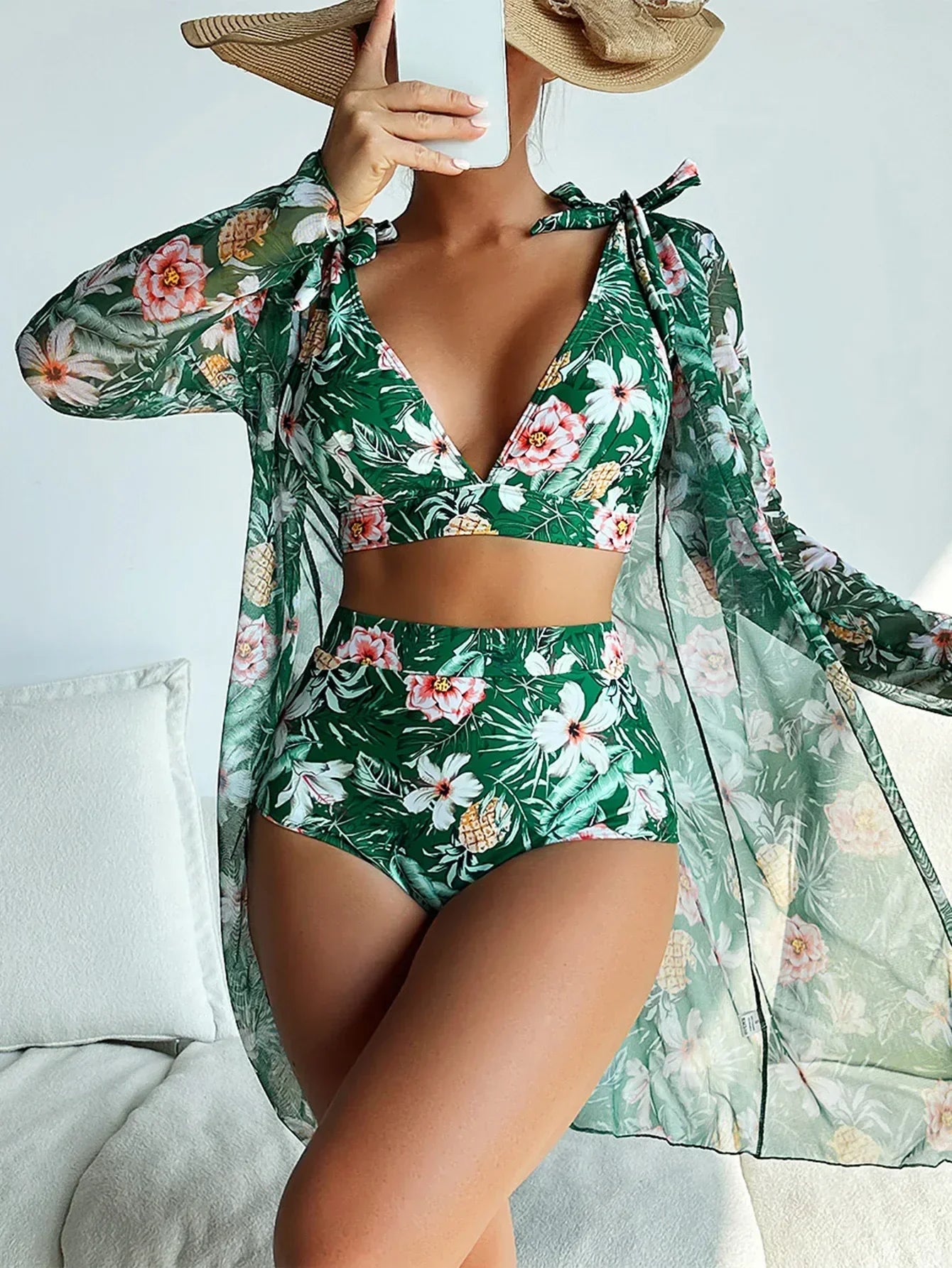 Bikini Sexy avec motif floral et superposition